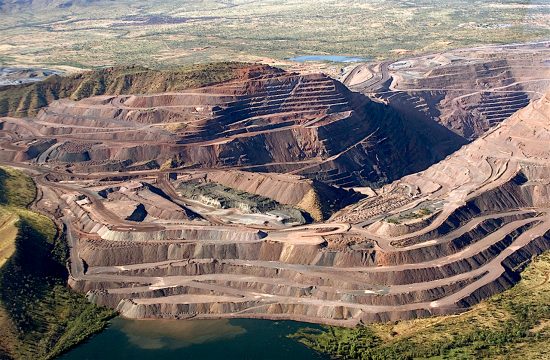 The Argyle open-pit diamond mine, located in the Kimberley region in the far northeast of Western Australia, is the world’s largest single producer of diamonds. Credit: Hayley Anderson